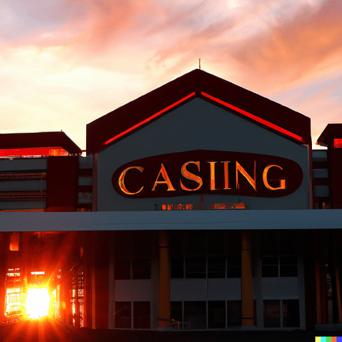 Outside of South Dakota casino at sunset